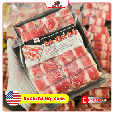 Ba chỉ bò Mỹ cuộn
