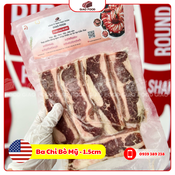Ba chỉ bò Mỹ - CẮT DÀY 1.5CM